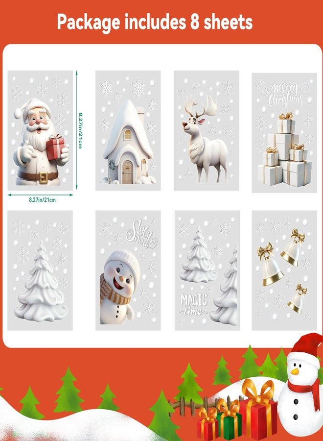 FOPINOA Christmas Window Stickers, 3D Xmas Window Decals White Christmas Window Clings Double Sided for Xmas Decorations(8 Sheets) - Image 2